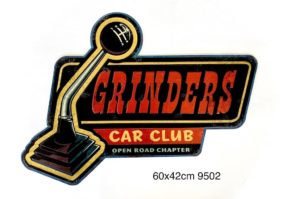 retro metal sign empossed Grinders car club