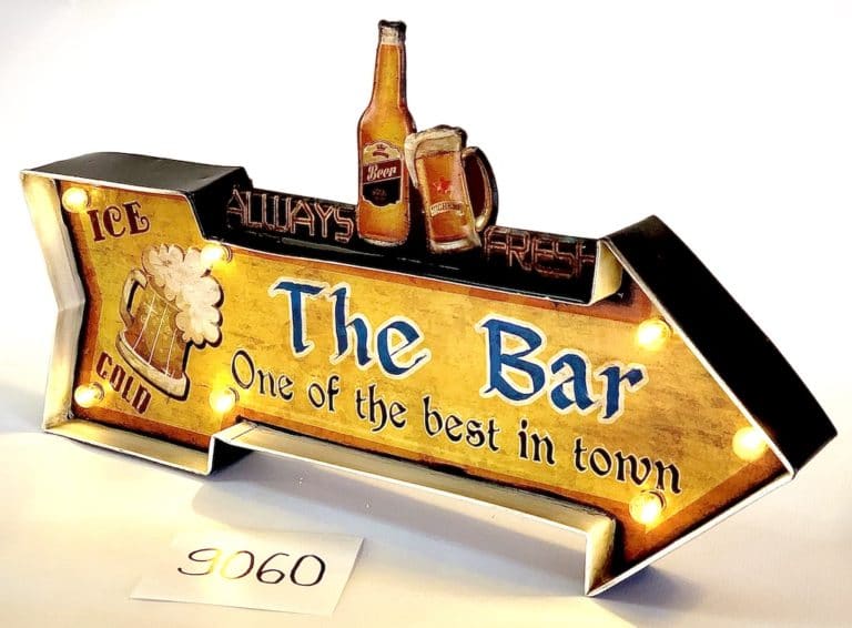 Vintage beer sign for pub The Bar one of the best in town The